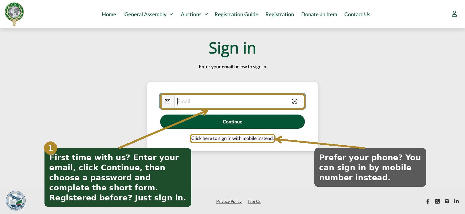 Step 2: sign in by email or mobile